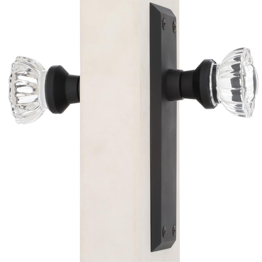 York Plate 2-3/8 in. Backset Oil-Rubbed Bronze Privacy Bed/Bath Crystal Glass Door Knob