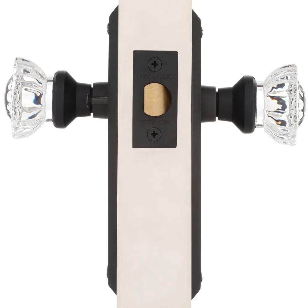 York Plate 2-3/8 in. Backset Oil-Rubbed Bronze Privacy Bed/Bath Crystal Glass Door Knob
