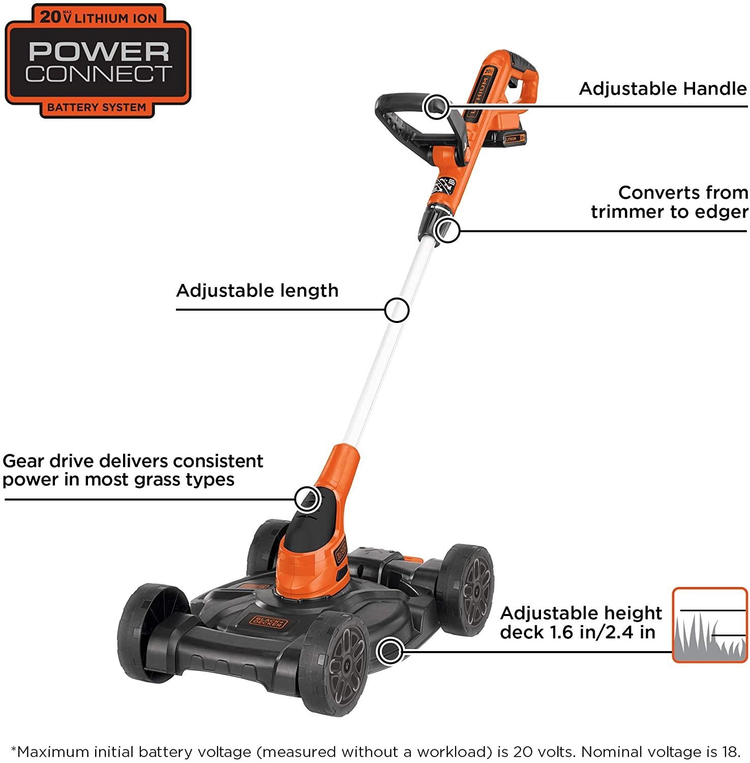 BLACK+DECKER 3-in-1 Lawn Mower, String Trimmer and Edger, 12-Inch with Trimmer Line, 30-Foot, 0.065-Inch, 3-Pack (MTC220 & AF-100-32P)