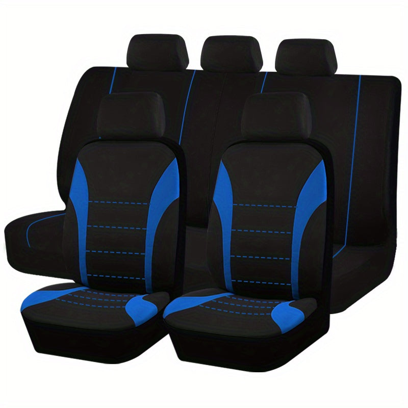 Upgrade Your Car with 9pcs Set of Universal Seat Covers: Airbag Safe, Five Seats, Black, Gray, Pink, Blue &amp; Red!