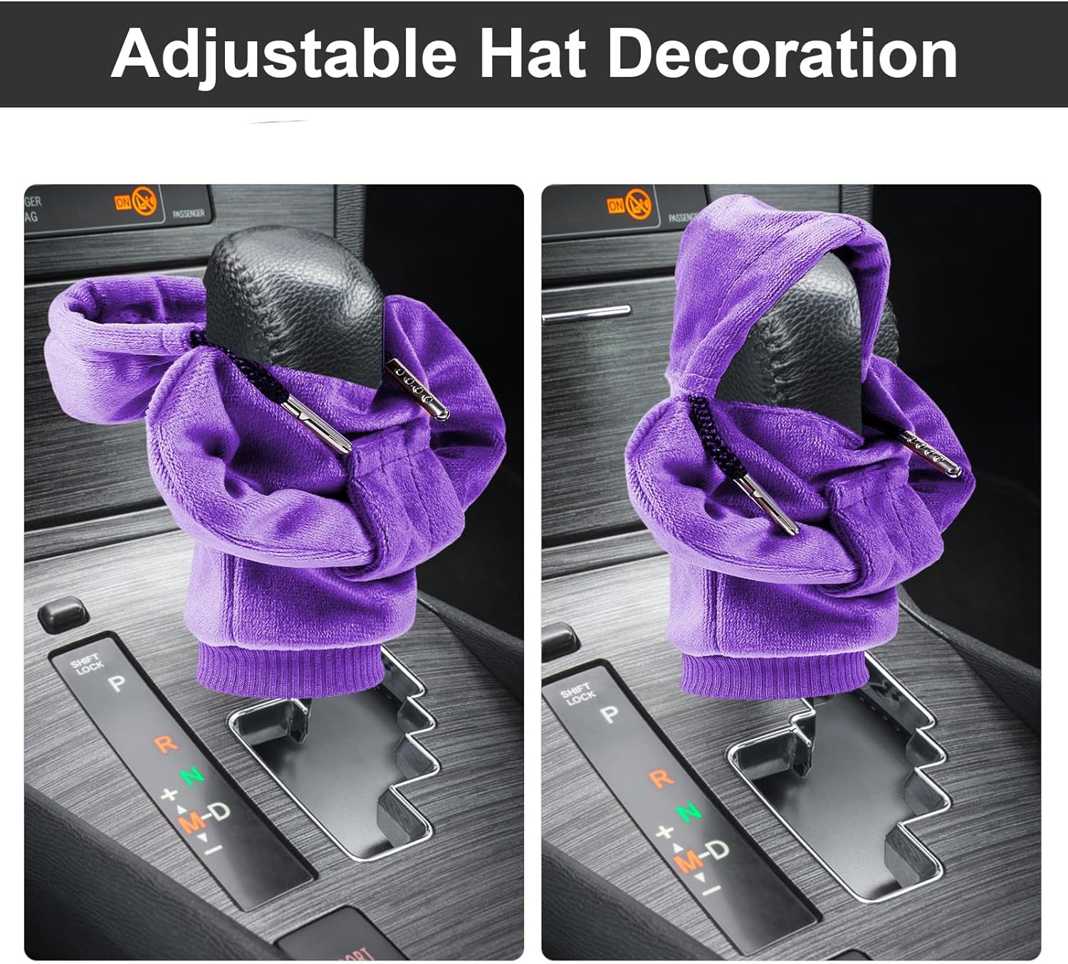 ZHSMS Gear Shift Cover, Universal Shift Knob Cover, Funny Sweater Hoodie for Gearshift, 4.7 Inch Car Shifter Stick Protector Decoration (Purple Grey)