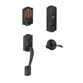 Camelot Aged Bronze Sense Smart Door Lock with Left Handed Accent Lever Door Handleset