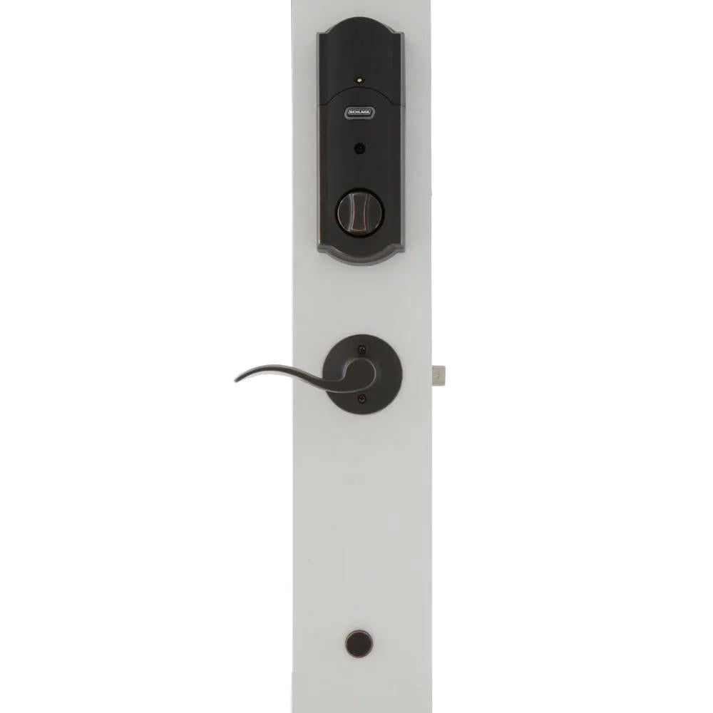 Camelot Aged Bronze Sense Smart Door Lock with Left Handed Accent Lever Door Handleset