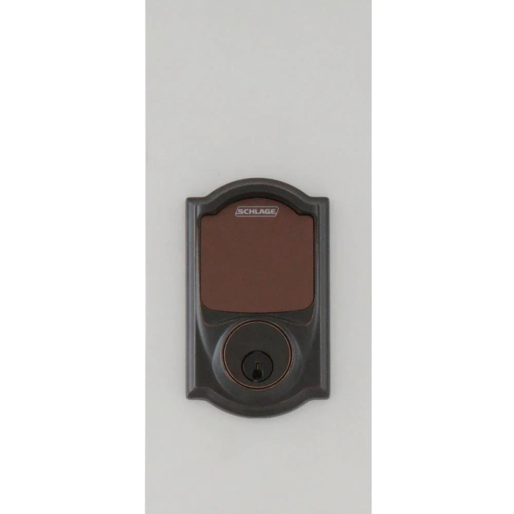 Camelot Aged Bronze Sense Smart Door Lock with Left Handed Accent Lever Door Handleset