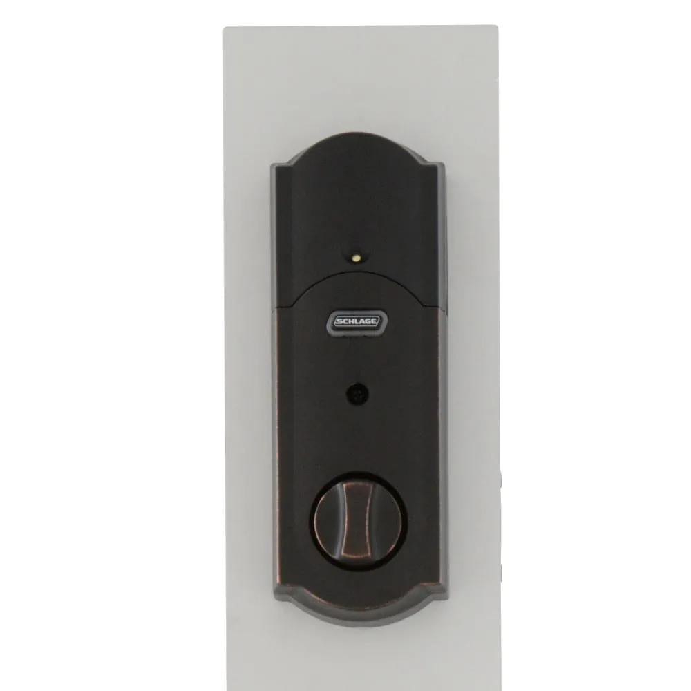 Camelot Aged Bronze Sense Smart Door Lock with Left Handed Accent Lever Door Handleset
