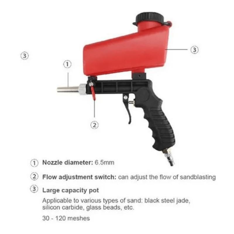 90psi Adjustable Sandblasting Gun, Portable Gravity Pneumatic  Adjustable Small Air Blasting Derusting Sandblasting Spr