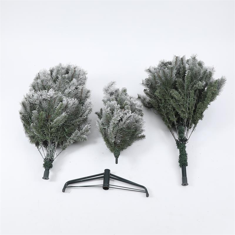 Luxen Home Pre-Lit Clear LED 7ft Artificial Flocked Christmas Tree with Metal Stand