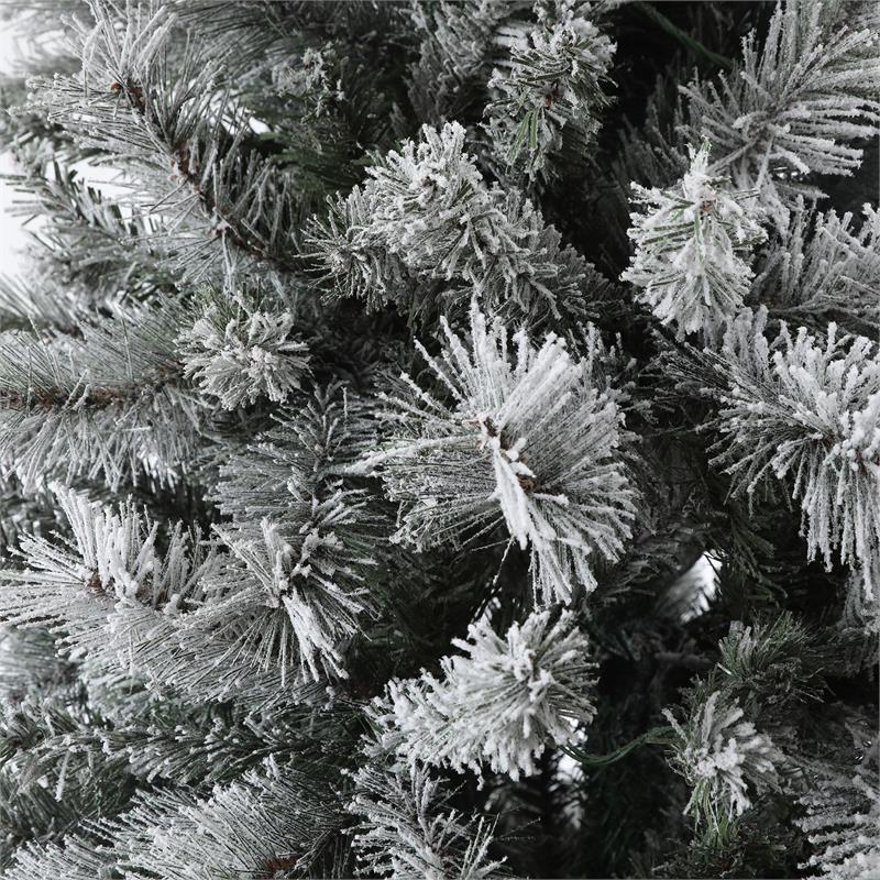 Luxen Home Pre-Lit Clear LED 7ft Artificial Flocked Christmas Tree with Metal Stand