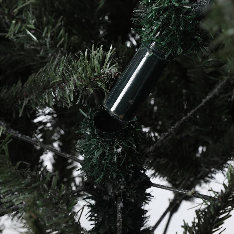 Luxen Home Pre-Lit Clear LED 7ft Artificial Flocked Christmas Tree with Metal Stand