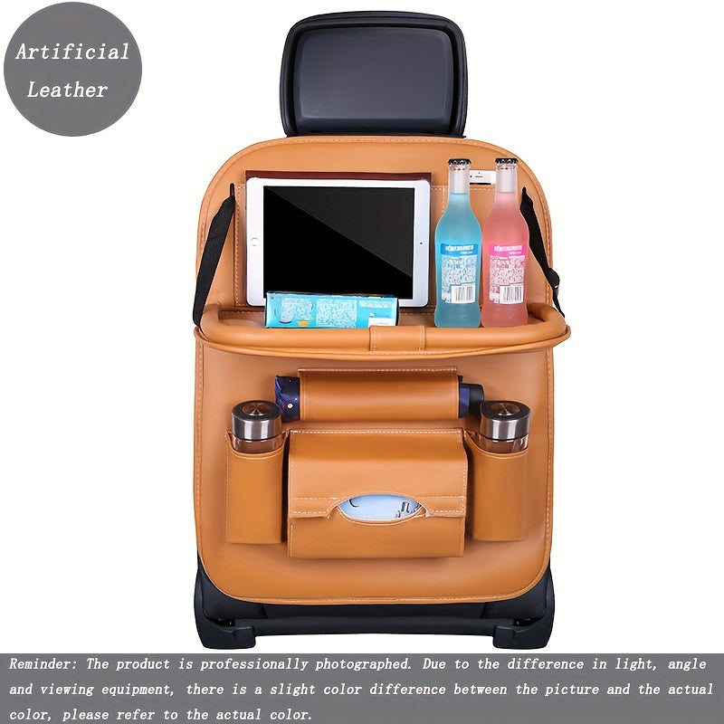 Upgrade Your Car With This Luxury Leather StoraBag And Tray - Perfect For Kids' Snacks And Toys!