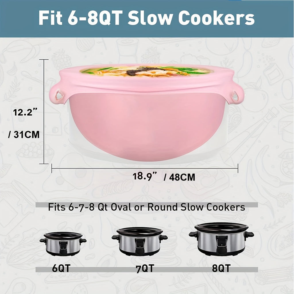 Silicone Slow Cooker Liners, Reusable CooLiner For 6-8 Quarts Slow Cooker, Leakproof Dishwasher Safe Cooker Bags Liners For Oval Or Round 7 8QT Slow Cooker.