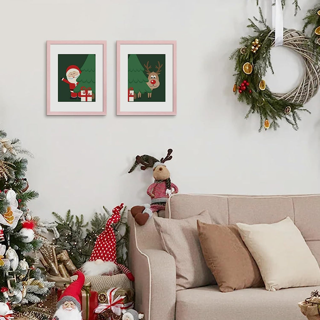upsimples 11x14 Picture Frame Set of 5, Display Pictures 8x10 with Mat or 11x14 Without Mat,Wall Gallery Photo Frames, Pink