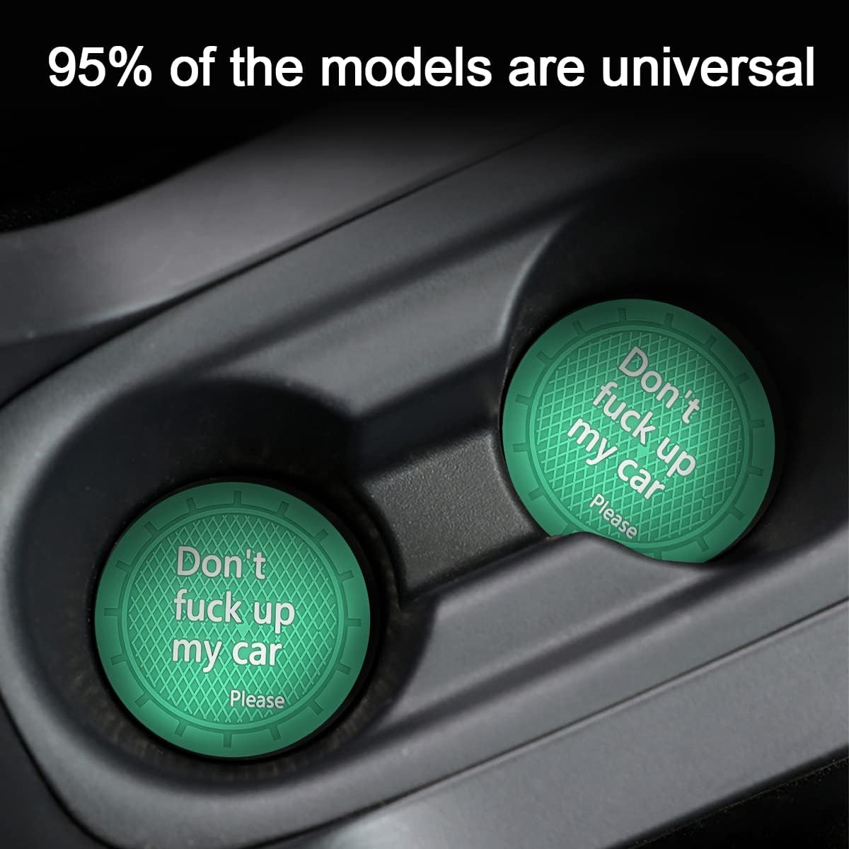 8sanlione Car Cup Coaster, 4Pcs 2.75 Inch Auto Cup Holder Insert Coasters, Anti-Slip Waterproof Embedded Drink Mat, Automotive Interior Accessories for Men and Women (D Light Green/4PCS)