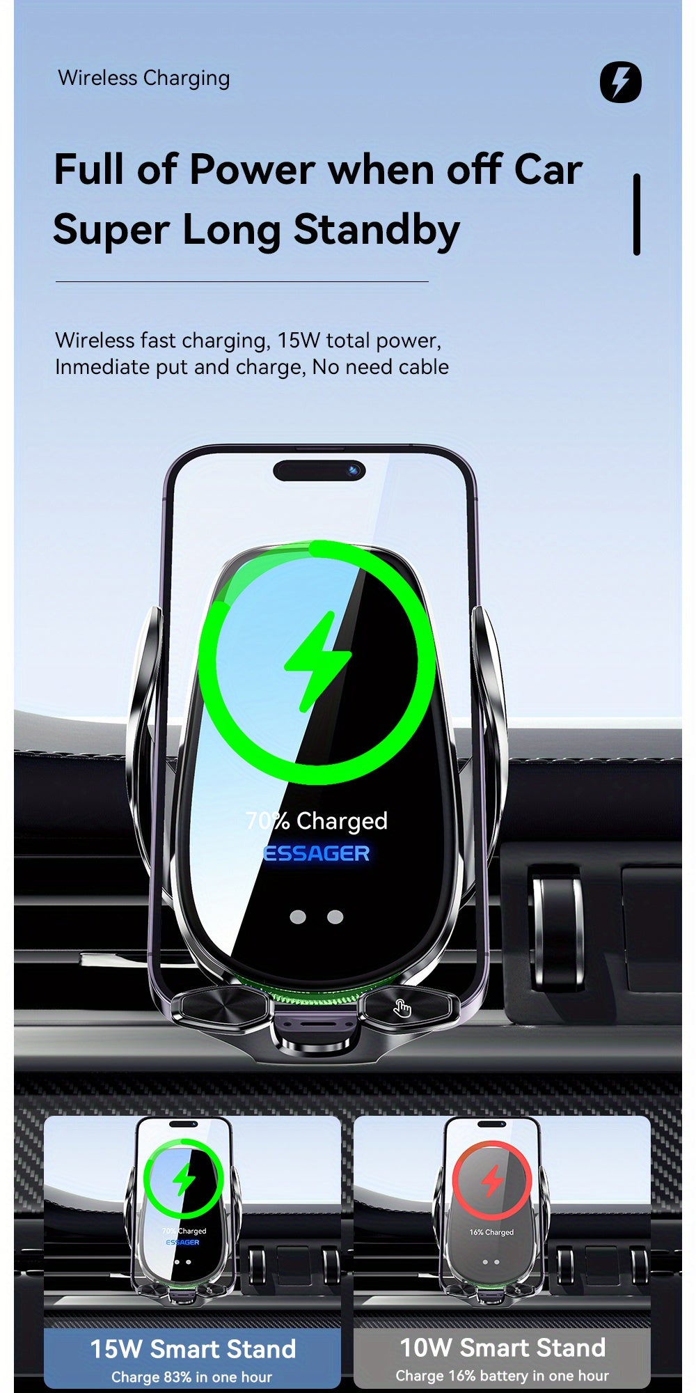 Essager Qi 15W Wireless Charger Car Phone Holder In Car Air Vent Mount For  14 13 12 X Pro Max Xiaomi Fast Charging Car Accessories, Office Accessories, School Supplies, Perfect Gift For Christmas Birthday