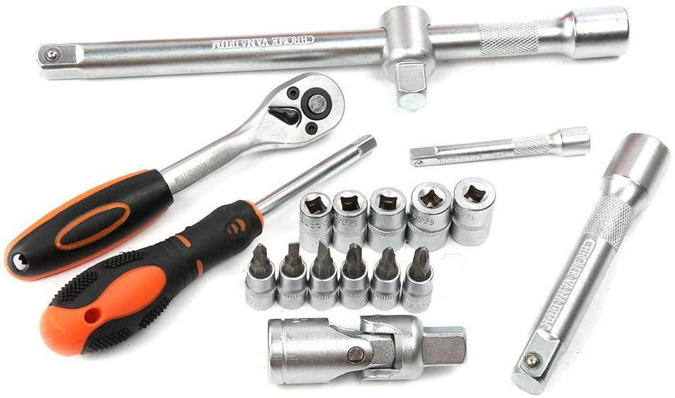 84pcs Professional Hand Tool Set, Include Sockets Ratchet Handle Extension Bar Universal Joint Screwdriver Pliers Screwdriver Spanner