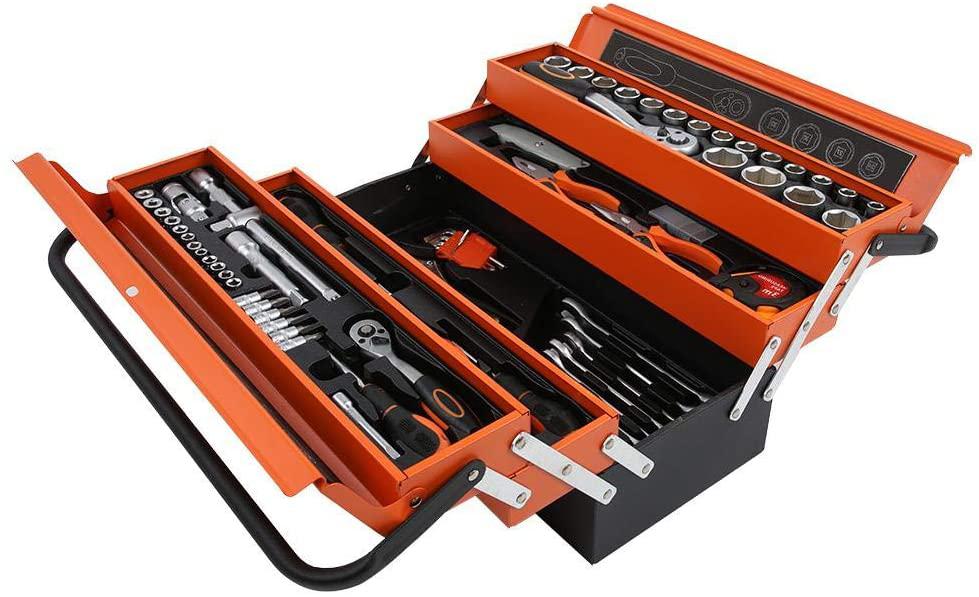 84pcs Professional Hand Tool Set, Include Sockets Ratchet Handle Extension Bar Universal Joint Screwdriver Pliers Screwdriver Spanner