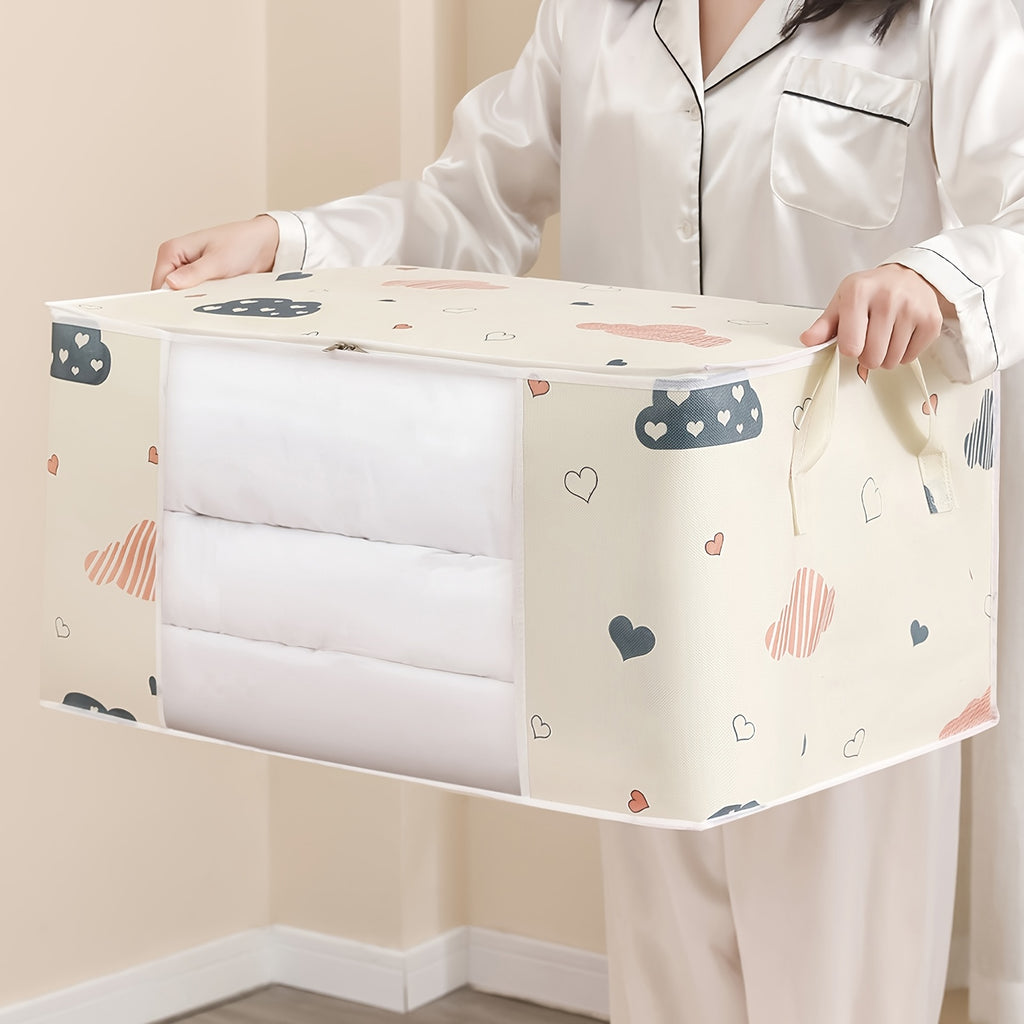 LarCapacity Clothes StoraBag Organizer With Reinforced Handle, Suitable For Blankets, Bedding, Foldable With Sturdy Zipper, Clear Window Christmas, Halloween, Thanksgiving Gift