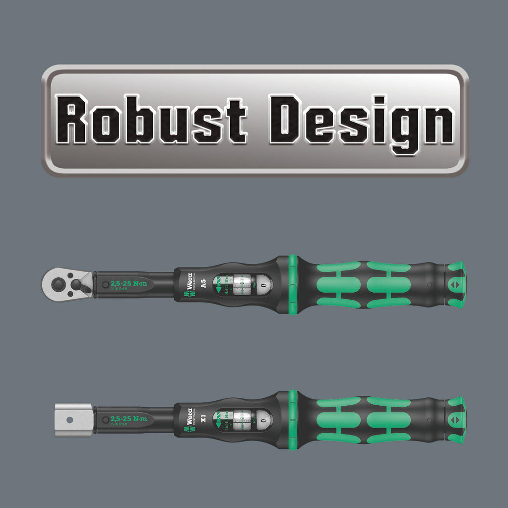 WClick-Torque B 1 torque wrench with reversible ratchet, 3/8" x 10-50 Nm, black/green