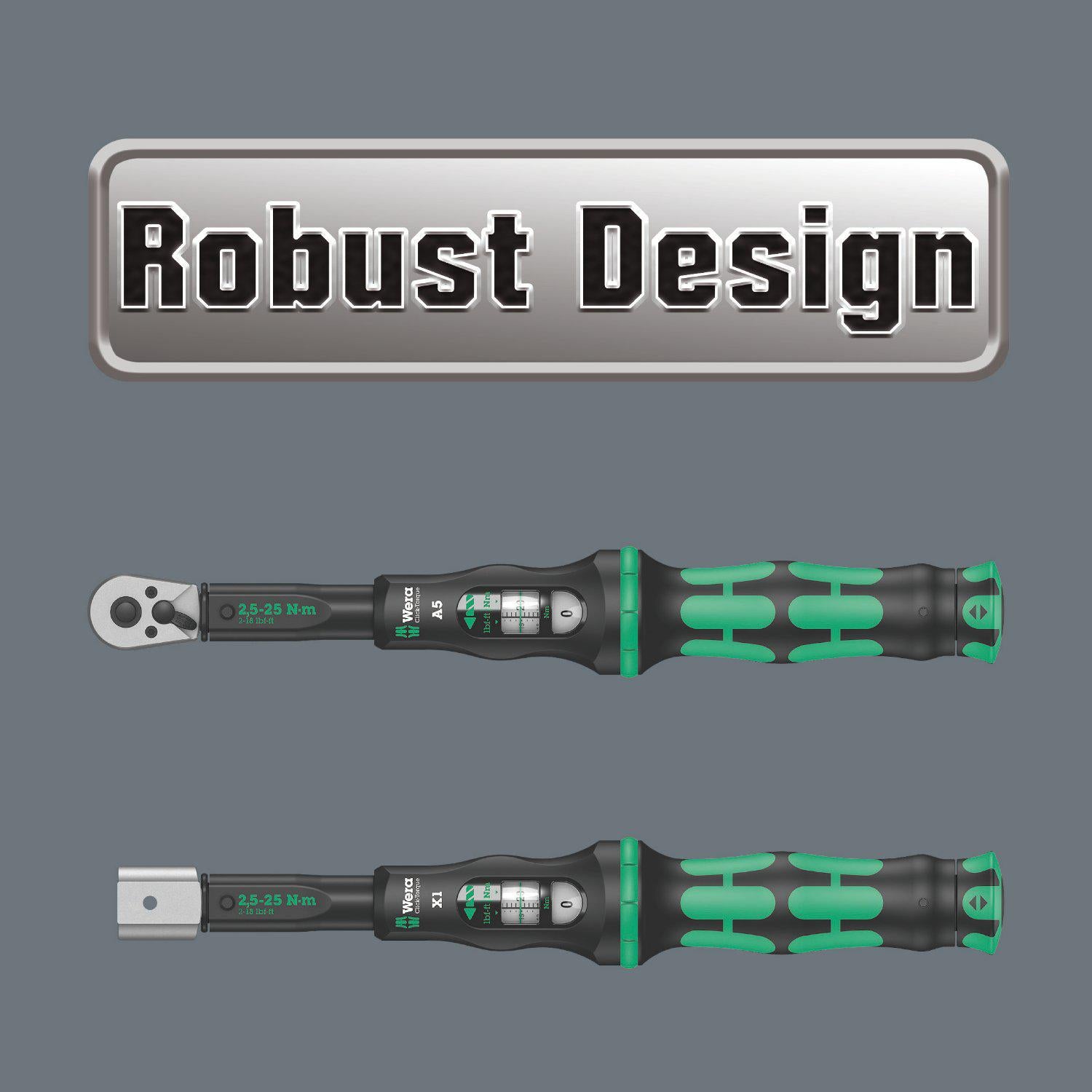 WClick-Torque B 1 torque wrench with reversible ratchet, 3/8" x 10-50 Nm, black/green