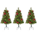 30 in. Christmas Joyful Walkway Trees with Led Lights, Pinecones, Berries and Ornaments
