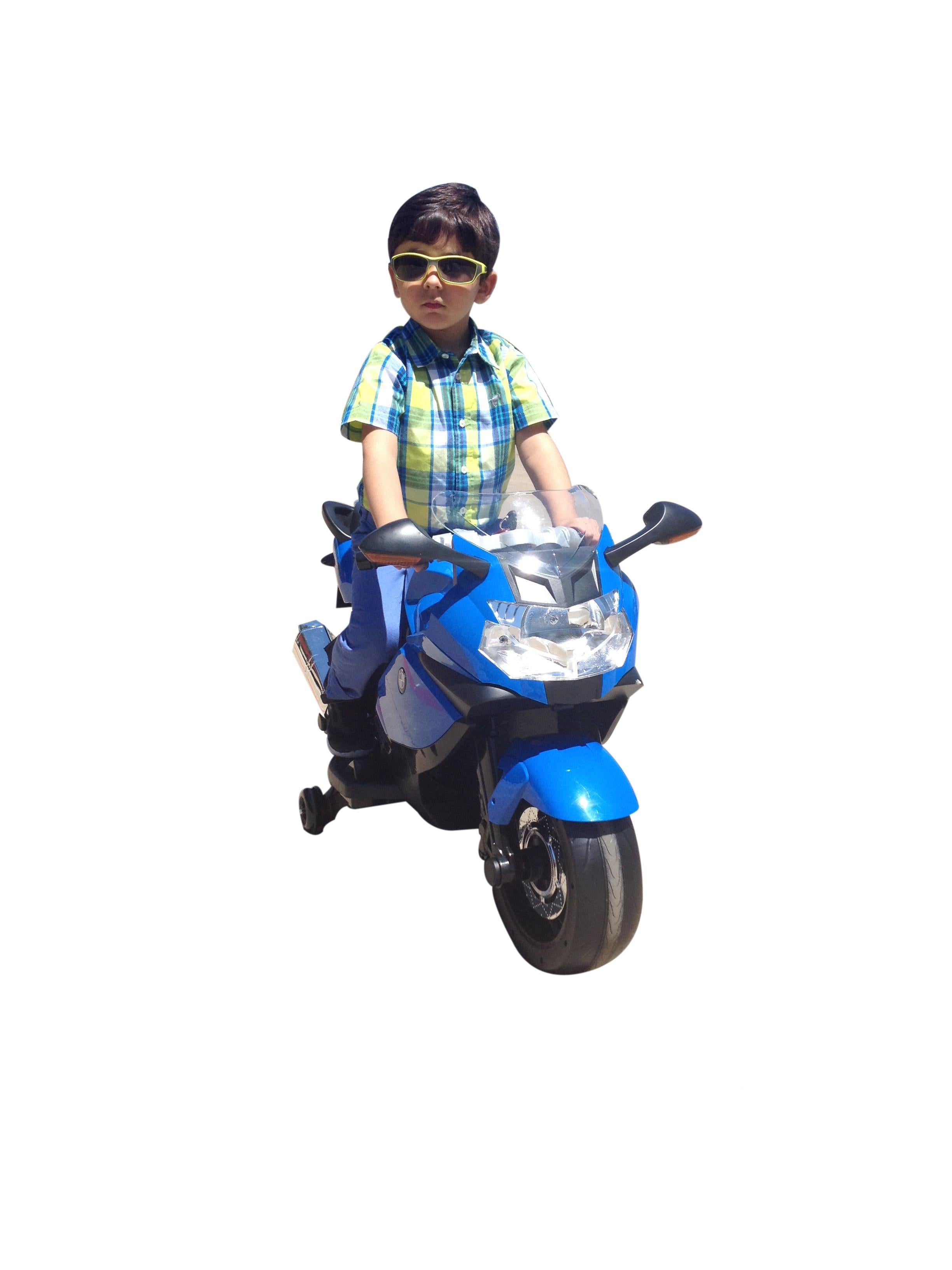 Kids Ride on Battery Operated motorcycle in blue Color. BMW - Brand NEW