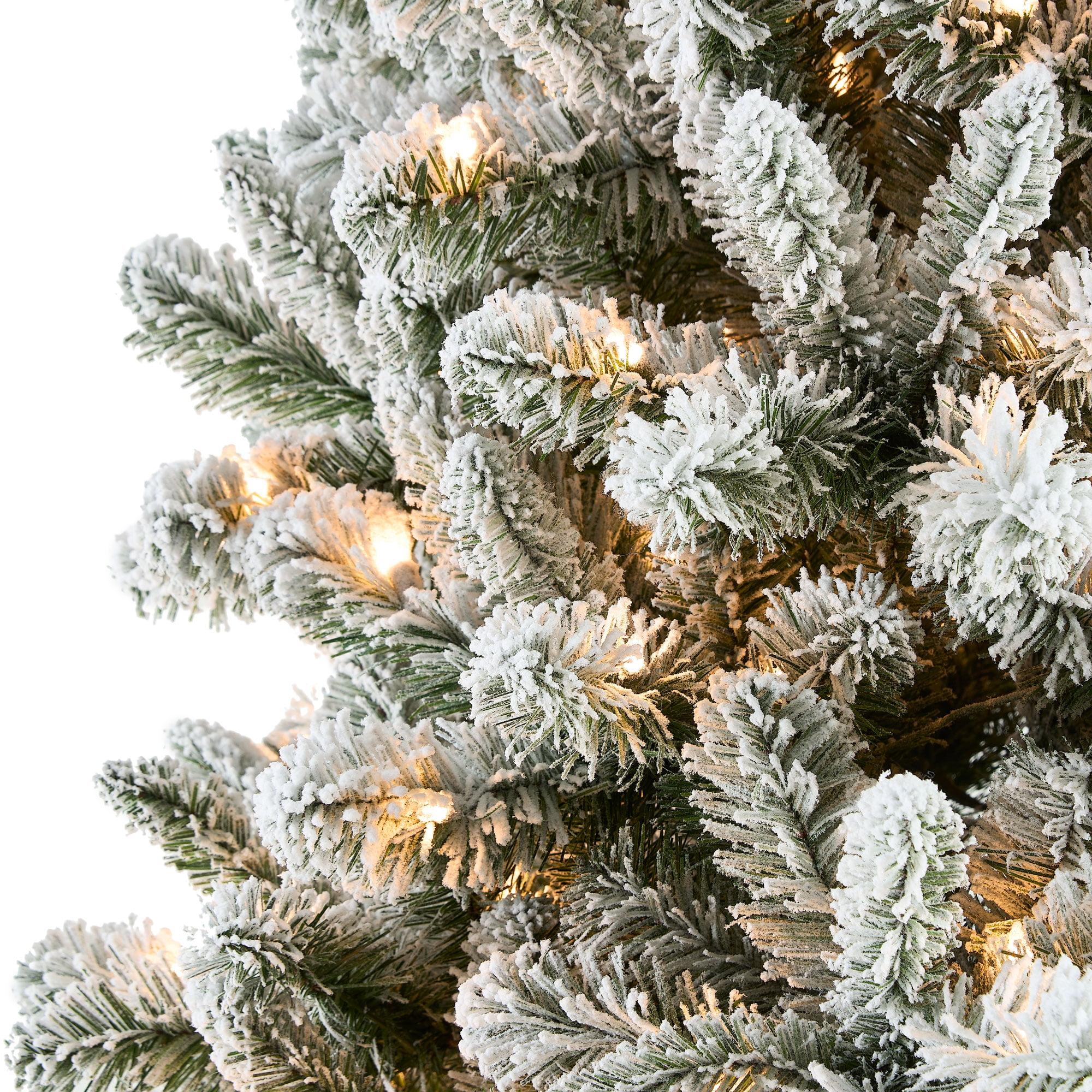 Holiday Time 7.5-Foot Pre-Lit Flocked Frisco Pine Artificial Christmas Tree