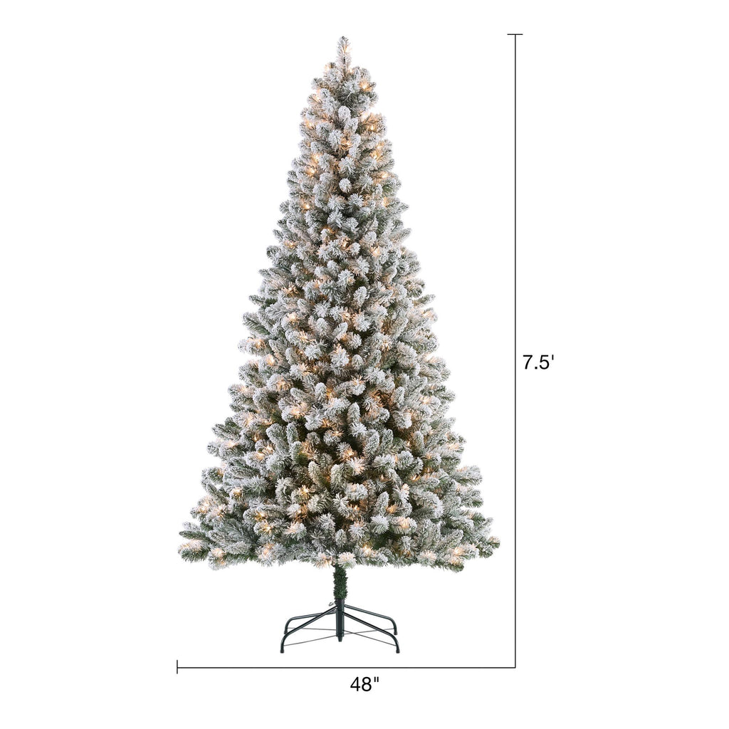 Holiday Time 7.5-Foot Pre-Lit Flocked Frisco Pine Artificial Christmas Tree