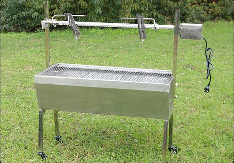 46"  Steel Spit Roaster 110V Outdoor BBQ CooLamb Chicken Grill