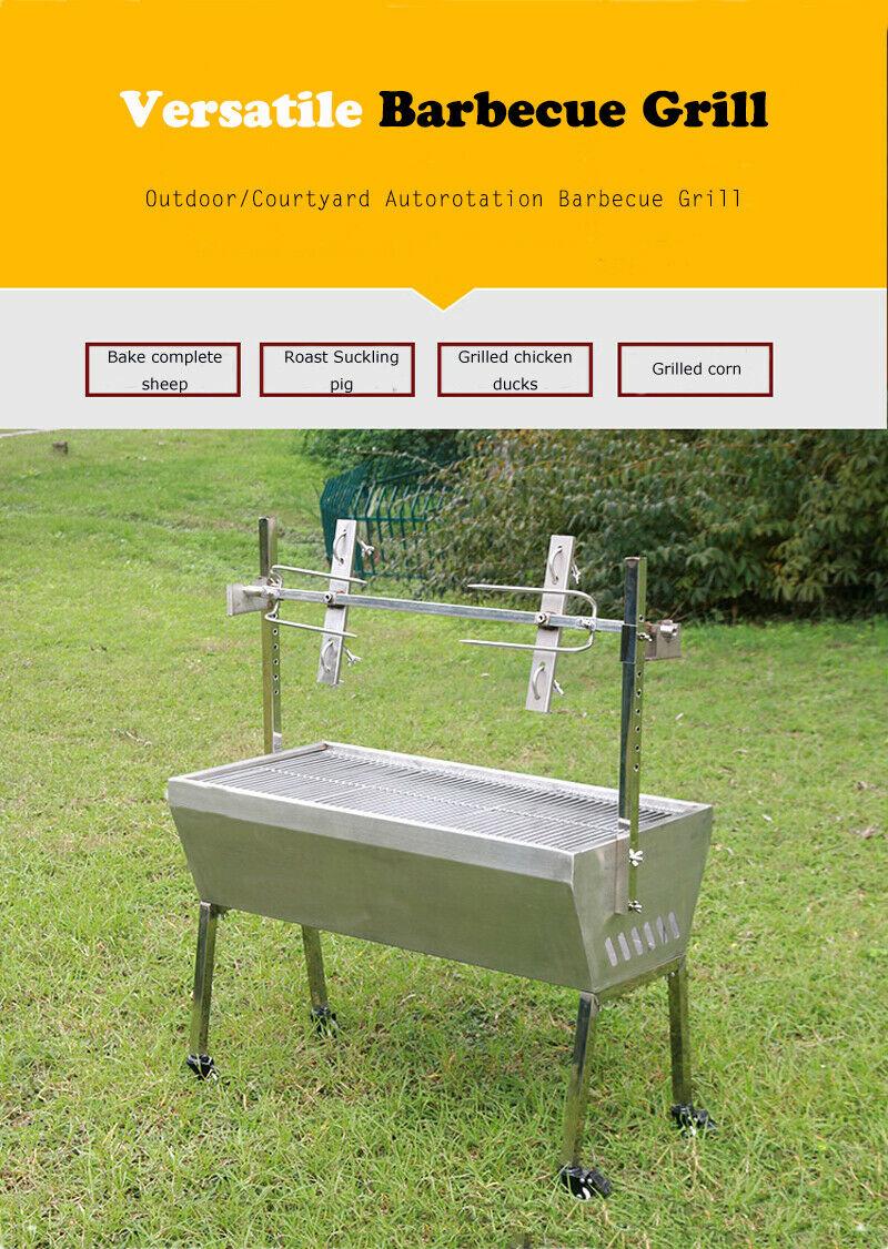 46"  Steel Spit Roaster 110V Outdoor BBQ CooLamb Chicken Grill