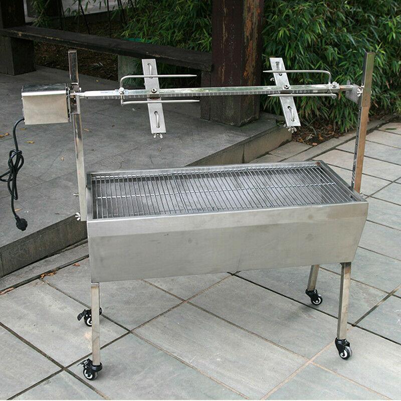 46"  Steel Spit Roaster 110V Outdoor BBQ CooLamb Chicken Grill