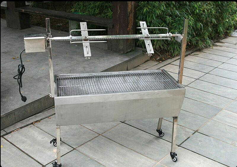 46"  Steel Spit Roaster 110V Outdoor BBQ CooLamb Chicken Grill