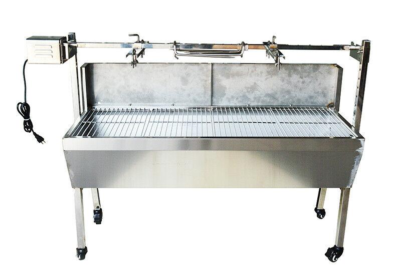 46"  Steel Spit Roaster 110V Outdoor BBQ CooLamb Chicken Grill