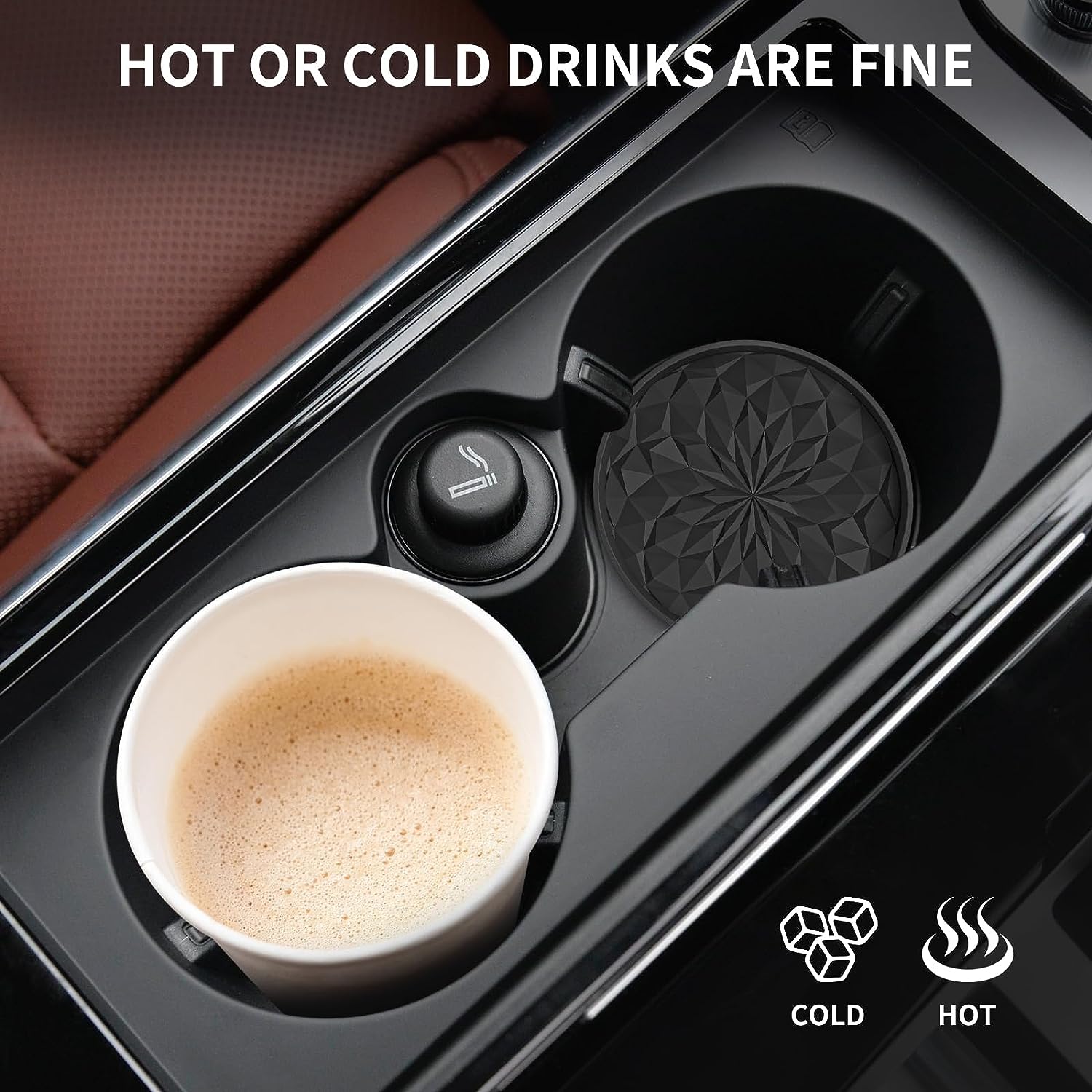 Car Cup Coaster [4 Pack] ME.FAN Silicone Car Coasters/Cup Mats - 2.75In Universal Non-Slip Recessed Car Interior Accessories - Car Cup Holder Insert Coasters Black