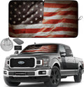 Autoamerics 1-Piece Windshield Sun Shade Grunge American Flag - 1 USA  - Foldable Car Front Window Sunshade for Most Sedans SUV Truck - Blocks Max UV Rays and Keeps Your Vehicle Cool - X-Large