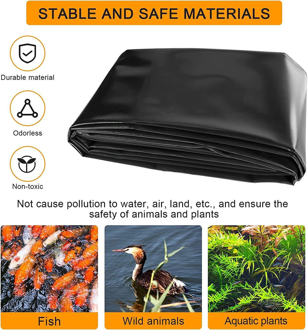 20 x 30 Feet Pond Liner 20 Mil, LDPE Pond Skins for Fish Ponds Stream Fountain Water Garden, Black Waterfall Backyard Koi Pond Liner, Easy Cutting Underlayment Pond Lin
