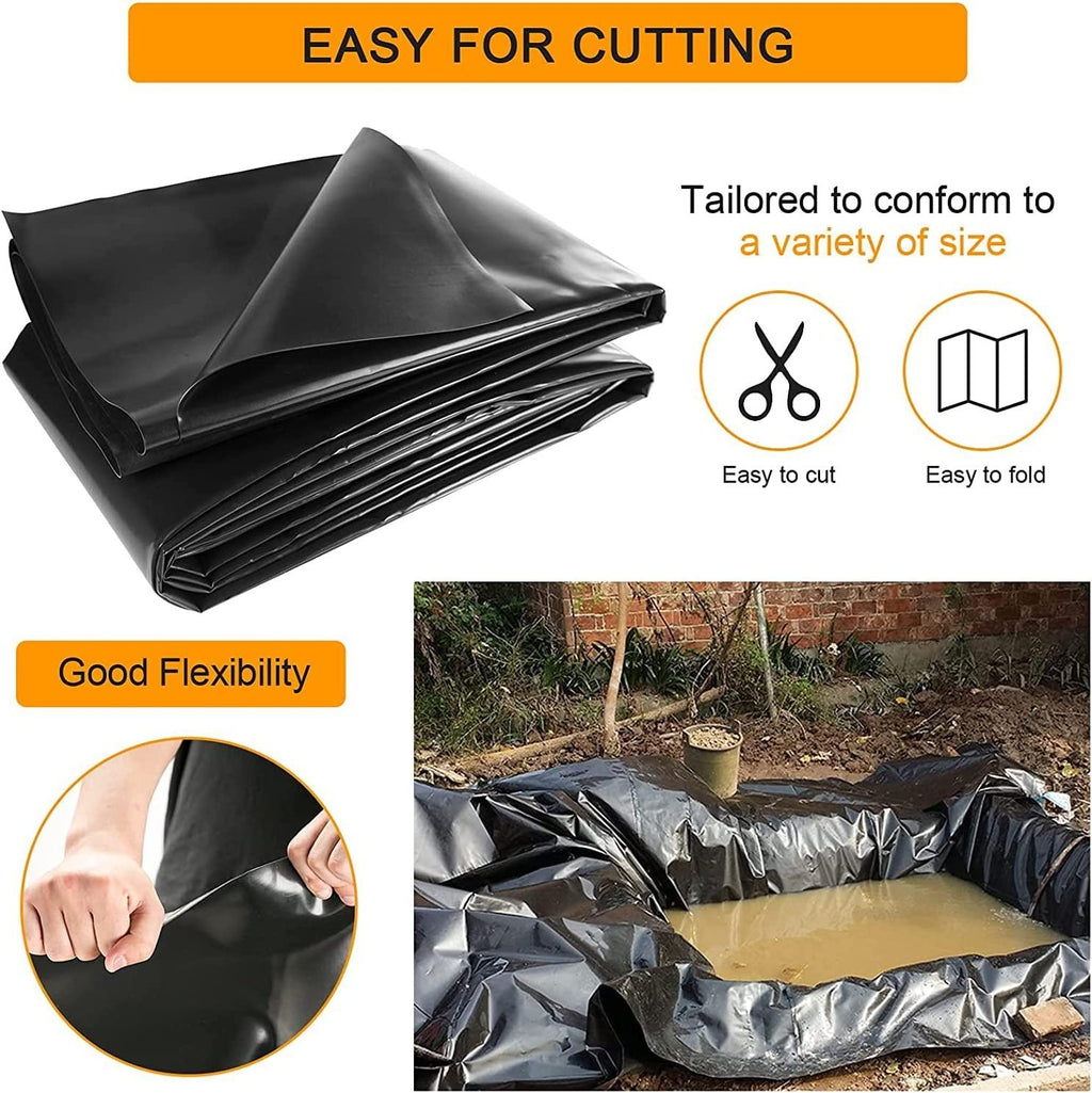 20 x 30 Feet Pond Liner 20 Mil, LDPE Pond Skins for Fish Ponds Stream Fountain Water Garden, Black Waterfall Backyard Koi Pond Liner, Easy Cutting Underlayment Pond Lin