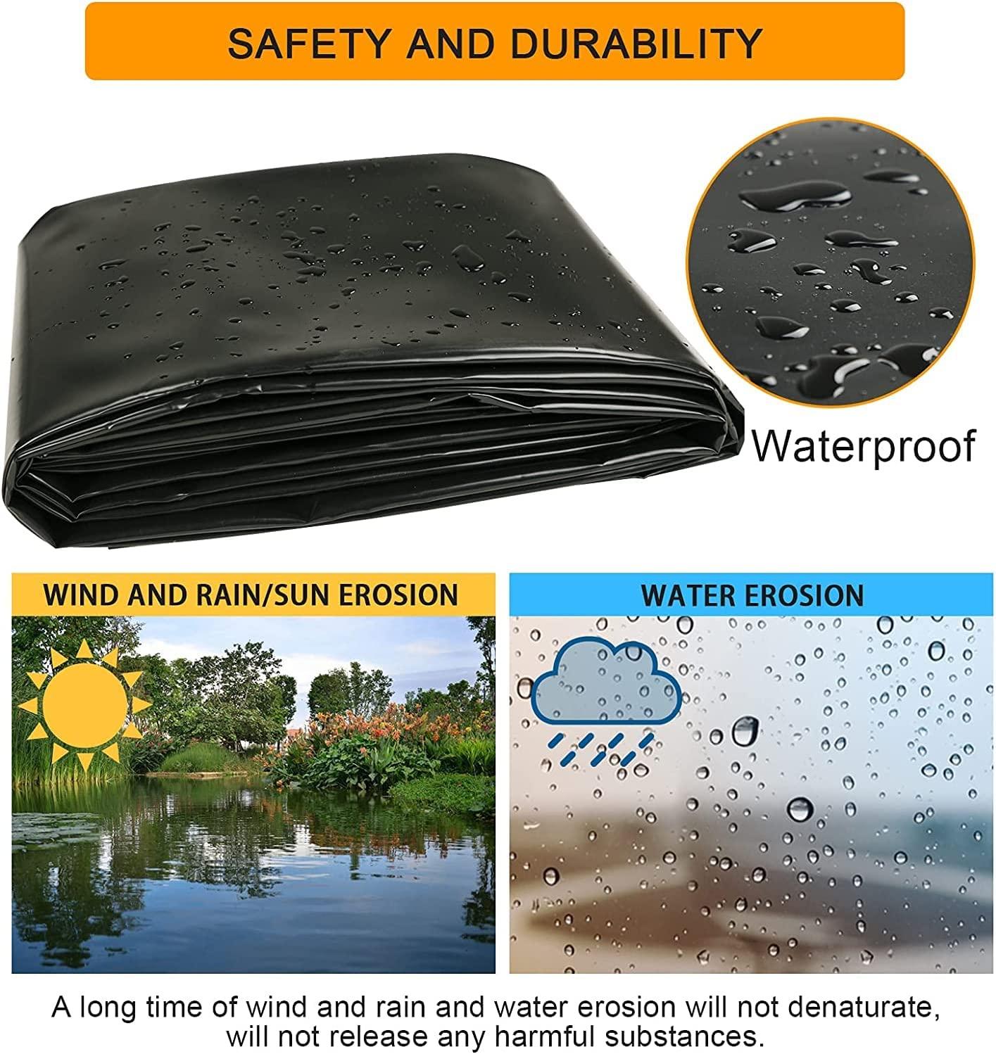 20 x 30 Feet Pond Liner 20 Mil, LDPE Pond Skins for Fish Ponds Stream Fountain Water Garden, Black Waterfall Backyard Koi Pond Liner, Easy Cutting Underlayment Pond Lin