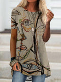 Fashion Abstract Print Round Neck T-shirt