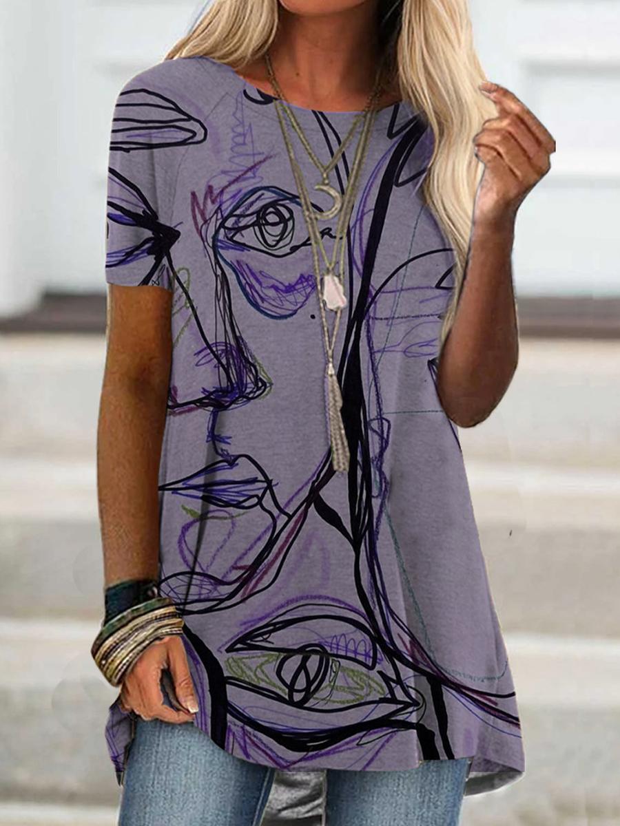 Fashion Abstract Print Round Neck T-shirt