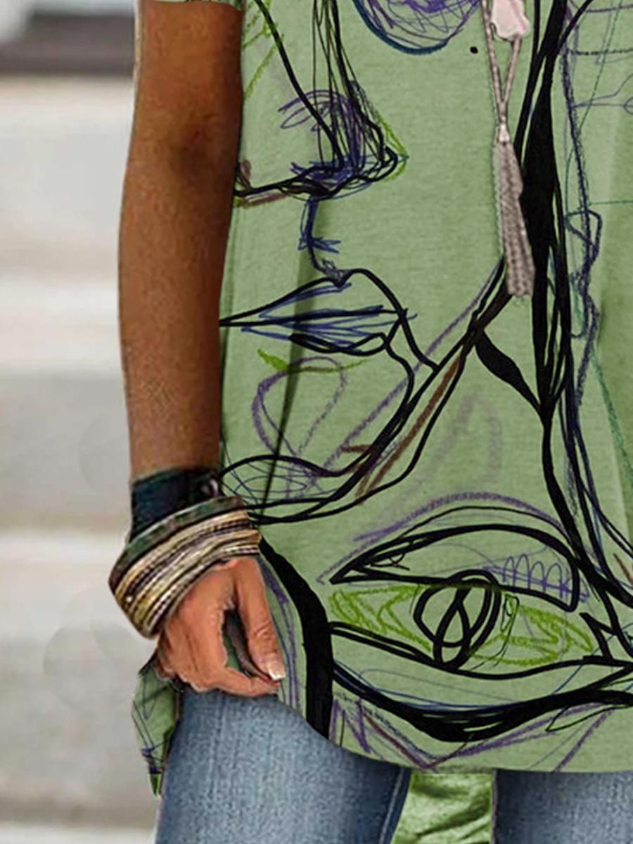 Fashion Abstract Print Round Neck T-shirt
