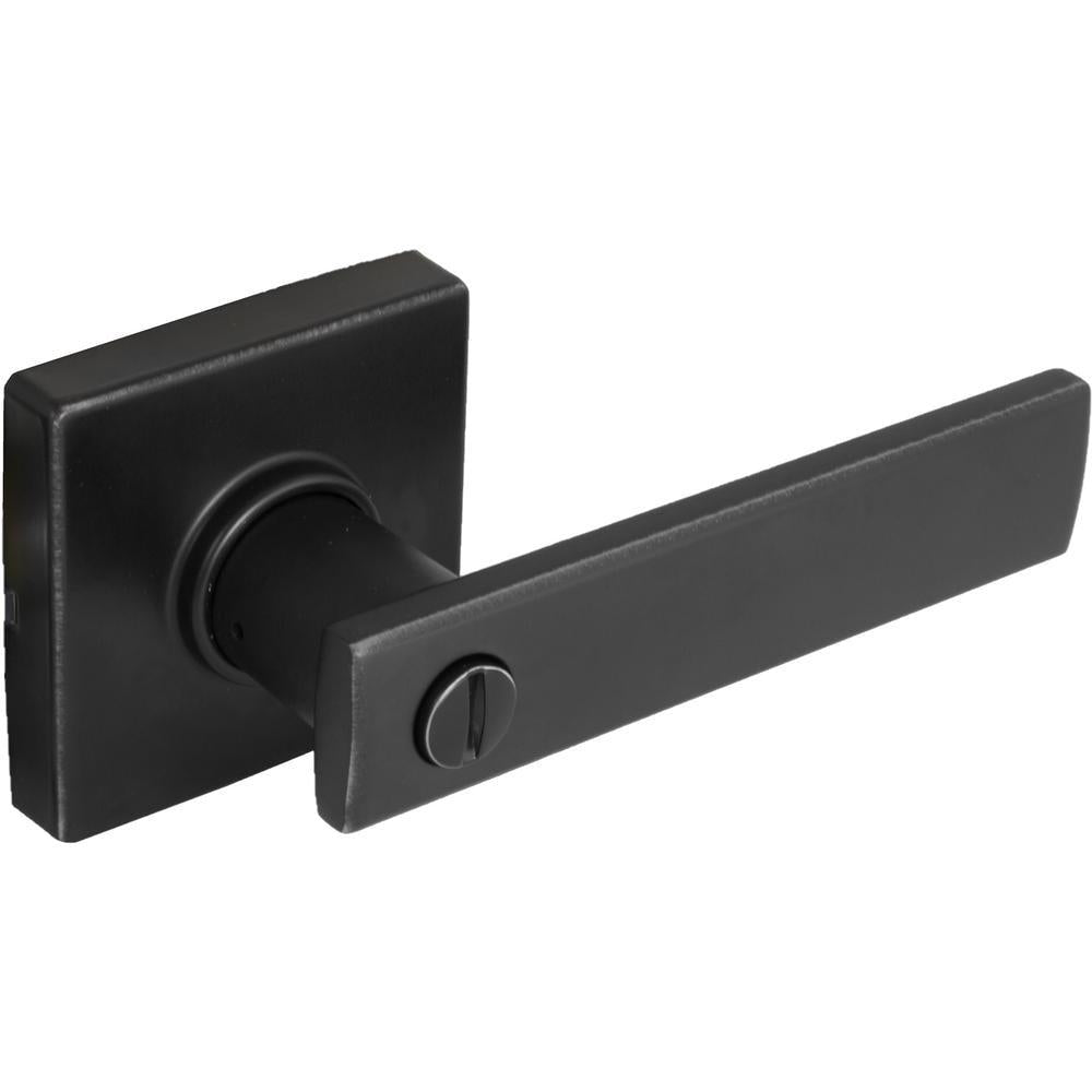 WestMatte Black Bed/Bath Door Lever with Square Rose