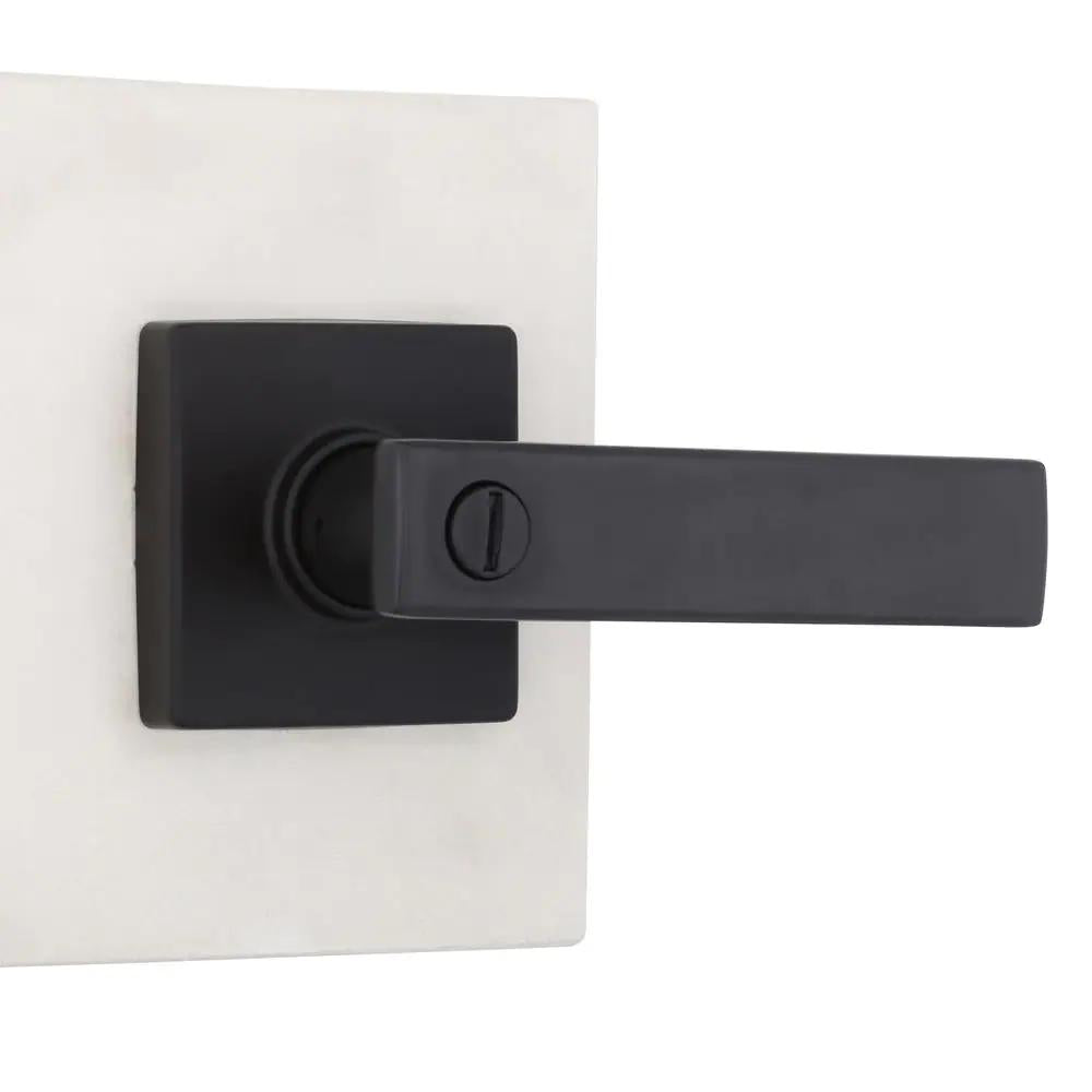 WestMatte Black Bed/Bath Door Lever with Square Rose