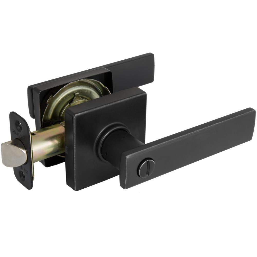 WestMatte Black Bed/Bath Door Lever with Square Rose