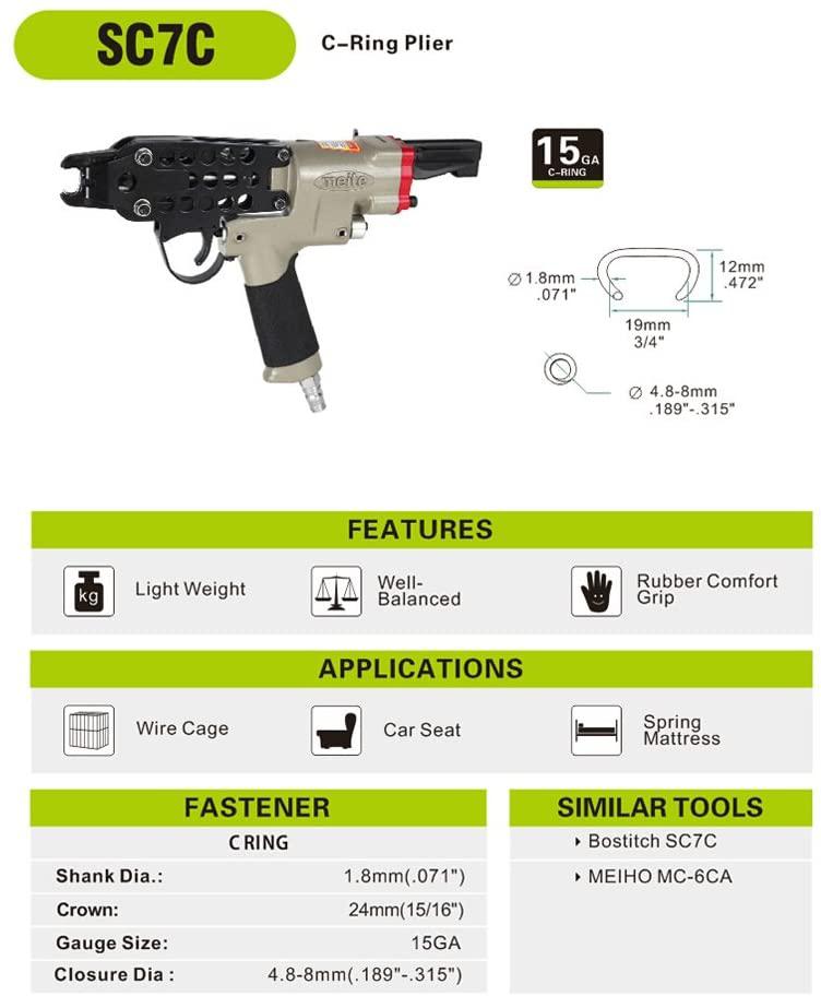 SC7C Hog Ring Tool-- 15 Gau3/4" C Ring Tool Hog Ring Plier Closure Tool Pneumatic C Ring Gun