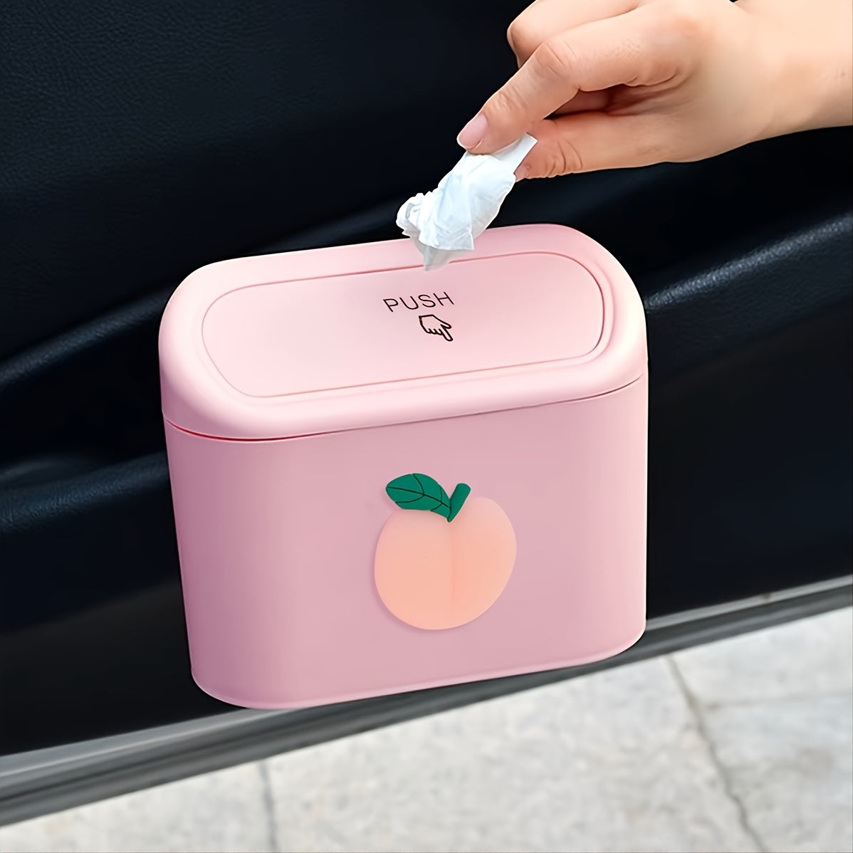 Cute Cartoon Car Trash Can With Flip-top Lid - Keep Your Car Clean And Tidy!