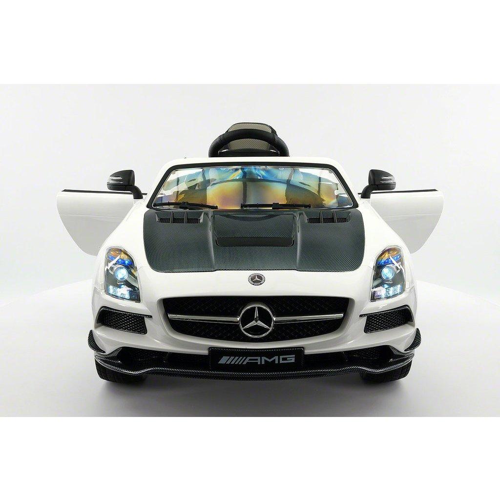 2023 LICENSED MERCEDES SLS AMG FINAL EDITION,12V ELECTRIC KIDS RIDE-ON CAR,GIRLS&amp;BOYS,3-6 YEARS,MP3+MP4 COLOR LCD ENTERTAINMENT SYSTEM,RUBBER TIRES,LEATHER SEAT,LED BODY TRIM,PARENTAL REMOTE|WHITE