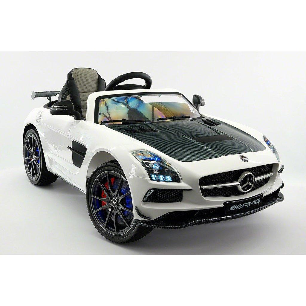 2023 LICENSED MERCEDES SLS AMG FINAL EDITION,12V ELECTRIC KIDS RIDE-ON CAR,GIRLS&amp;BOYS,3-6 YEARS,MP3+MP4 COLOR LCD ENTERTAINMENT SYSTEM,RUBBER TIRES,LEATHER SEAT,LED BODY TRIM,PARENTAL REMOTE|WHITE