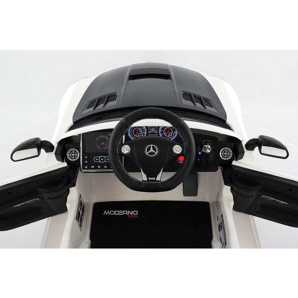2023 LICENSED MERCEDES SLS AMG FINAL EDITION,12V ELECTRIC KIDS RIDE-ON CAR,GIRLS&amp;BOYS,3-6 YEARS,MP3+MP4 COLOR LCD ENTERTAINMENT SYSTEM,RUBBER TIRES,LEATHER SEAT,LED BODY TRIM,PARENTAL REMOTE|WHITE