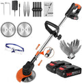 FACC String Trimmer 36V, Electric Brush Cutter Grass Trimmer, Battery Powered Weed Eater with Battery and Charger, with 9 Blades and A Pair of Cut- Resistant Gloves, for Lawn Trimming Gardening