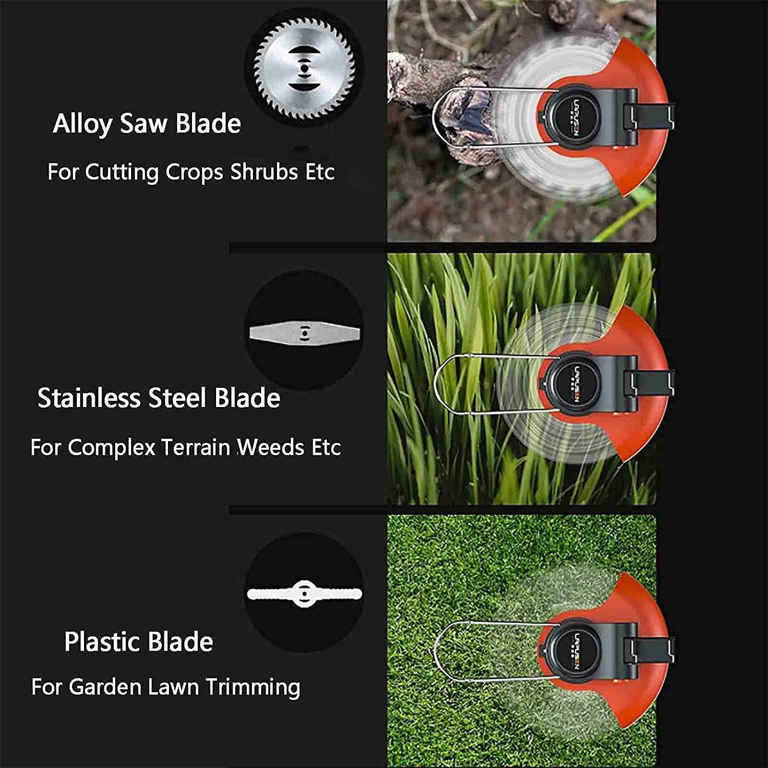 FACC String Trimmer 36V, Electric Brush Cutter Grass Trimmer, Battery Powered Weed Eater with Battery and Charger, with 9 Blades and A Pair of Cut- Resistant Gloves, for Lawn Trimming Gardening